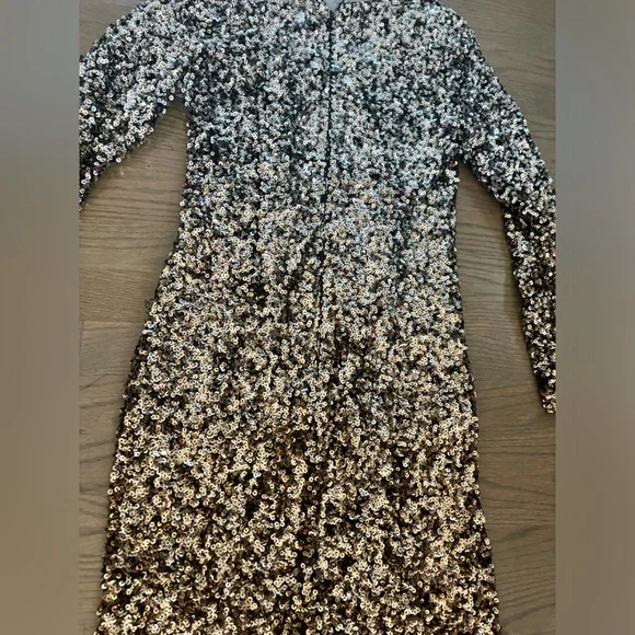 Aidan Mattox ombré gold silver sequin mini dress women’s size 4 - Picture 3 of 7